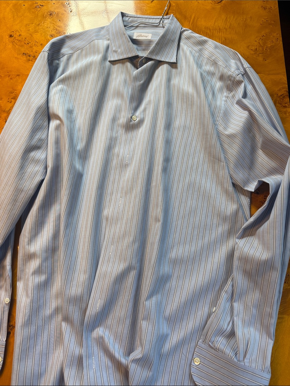 Brioni Light Blue and White Striped Men’s Dress Shirt